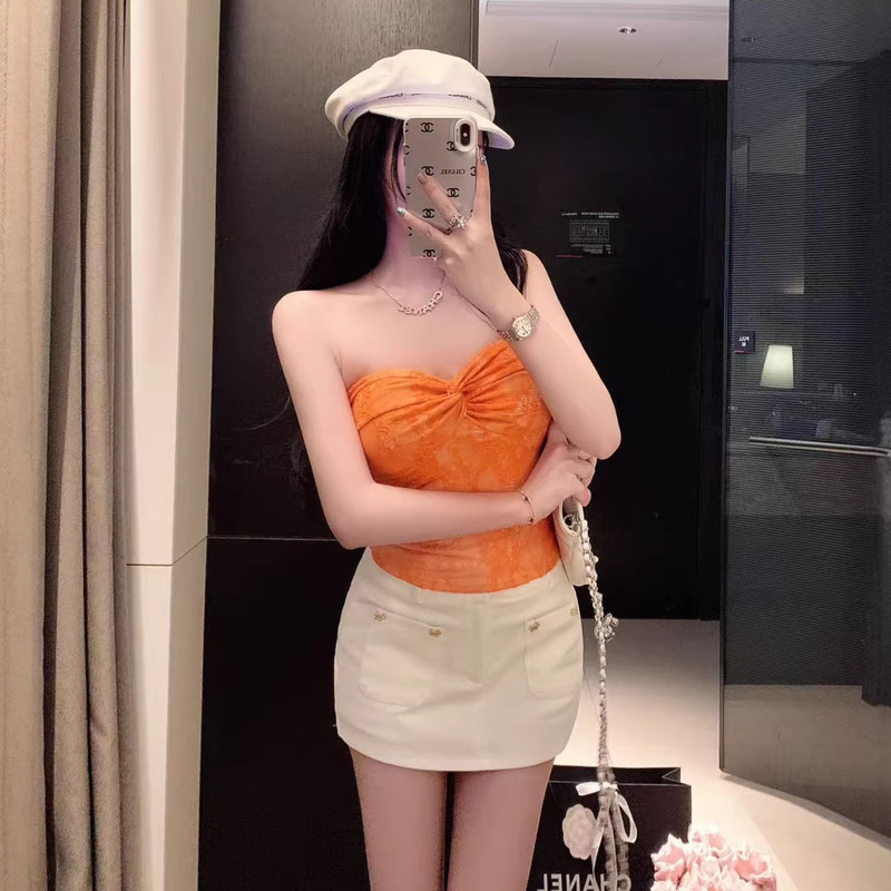 Lace Twist-Tie Tube Top for Women, New Summer Design with a Unique and Youthful Chic Style, Backless Short Top