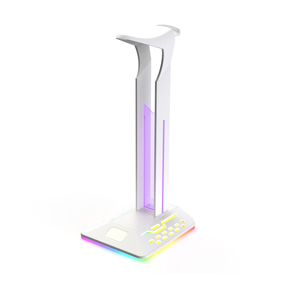 Soporte de auriculares RGB colorido, auricular que cambia de color, soporte de juego, soporte de exhibición de auriculares para juegos de deslumbramiento USBHUB dual