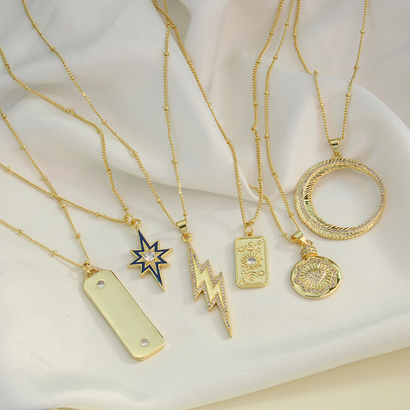 Simple Style Geometric Copper Necklace Inlay Copper Necklaces