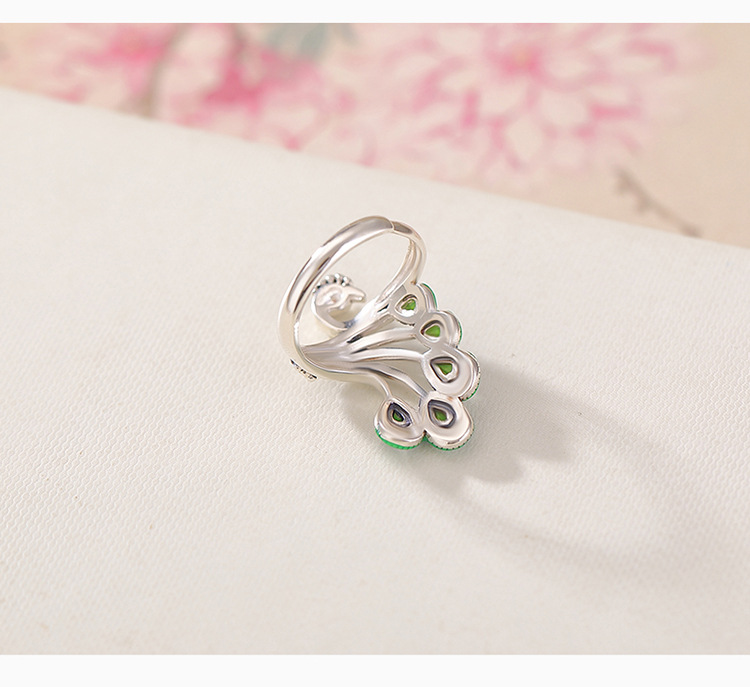 Yilu Silver Natural Hetian Jade Ring S925 Sterling Silver Jasper Southern Red Agate Peacock Men Guofeng Factory Bán buôn — Mẫu đỏ nam chi tiết 5