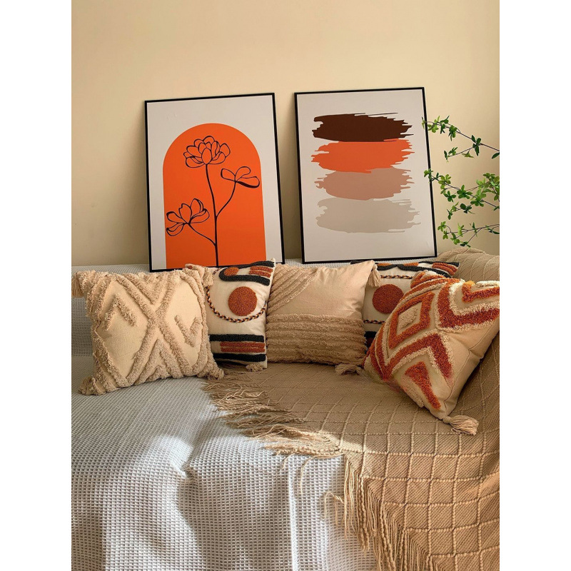 Nórdico abrazos rojos Simia funda de almohada de lujo ligero sofá sala de estar almohada de borda cojín