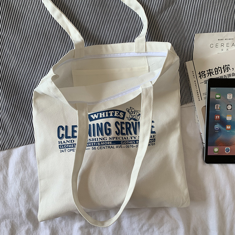 Nuevo ins bolsa de lona de un hombro de moda estilo coreano artístico simple carta estudiante bolsa de compras de lona para hombres y mujeres
