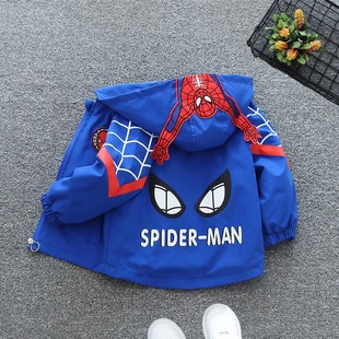 Boys' cartoon flashing lights charge clothing European and American children's clothing spring and autumn hooded zipper windproof coat spot direct wholesale