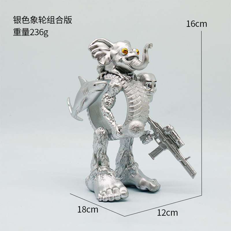 跨境新品美国山海经手办摆件木棍人融合版合体通通通鲨鱼创意模型|undefined