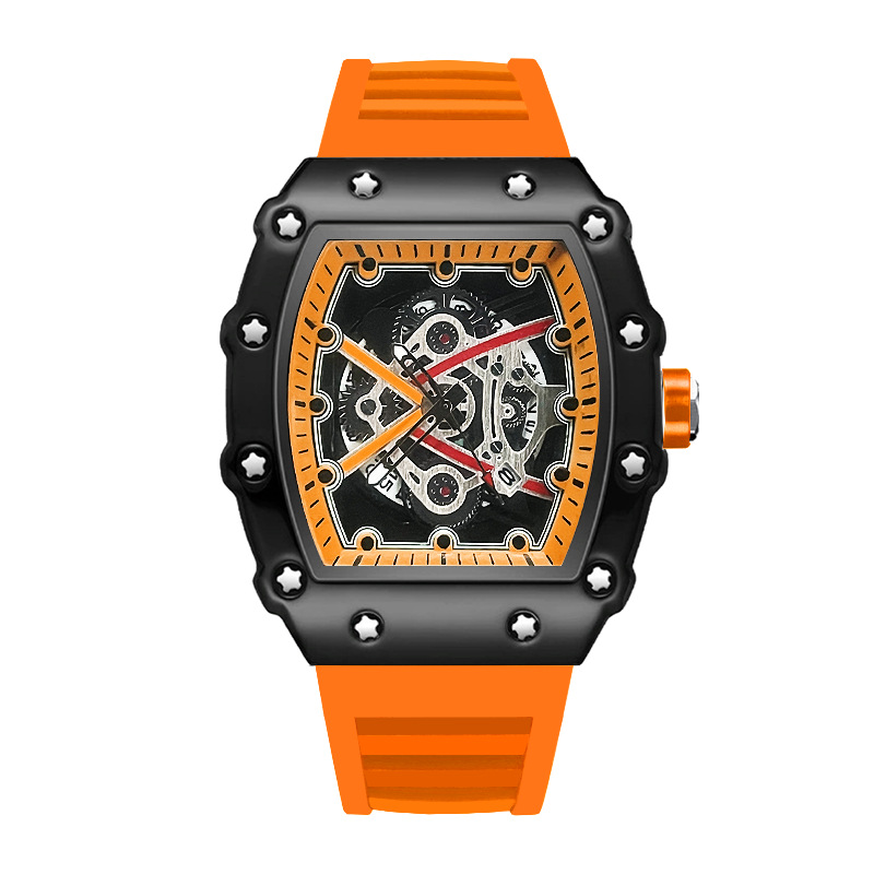 ZIDO Brand Casual Fashion Dominant Fully Automatic Quartz Hollow Luminous Waterproof Black Warrior 1707 Men's Watch_voghion.com