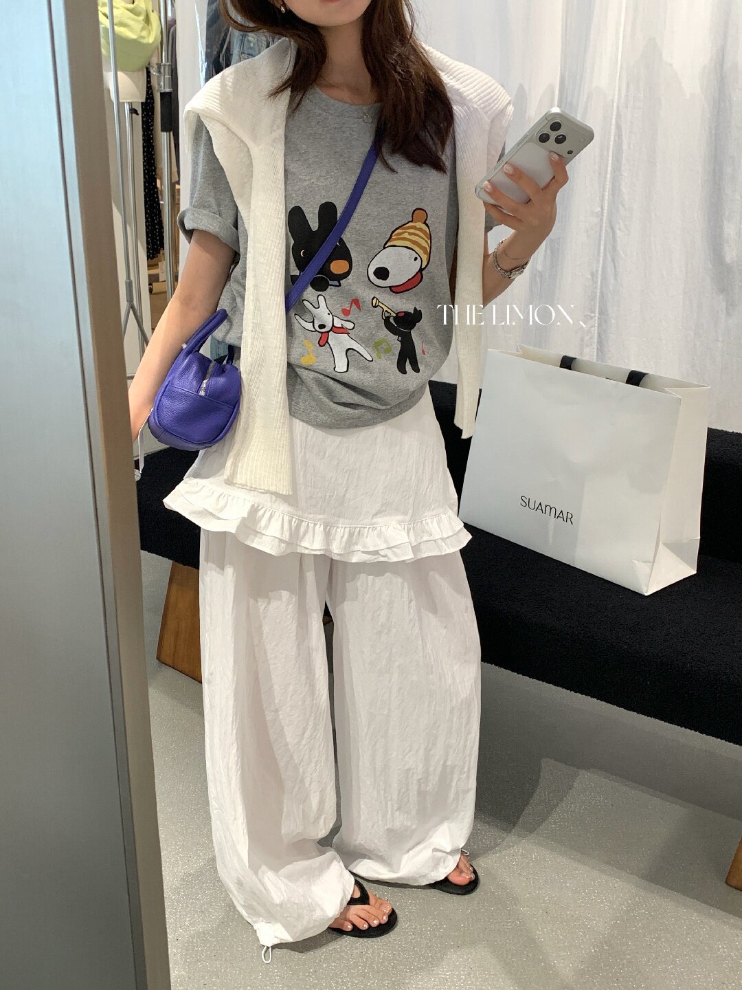 Quần culottes nữ ống rộng cạp cao, phối viền ren xếp tầng, dáng suông rộng, thanh lịch và thoải mái — màu đen, Xanh da trờicolor, màu trắng, Đá vôi chi tiết 53