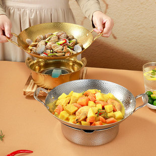 Commercial Stainless Steel Snowflake Hammer Pattern Alcohol Stove Extra Thick High Temperature Resistant Texture Seafood Dry Pot Heating Stove Alcohol Boiler