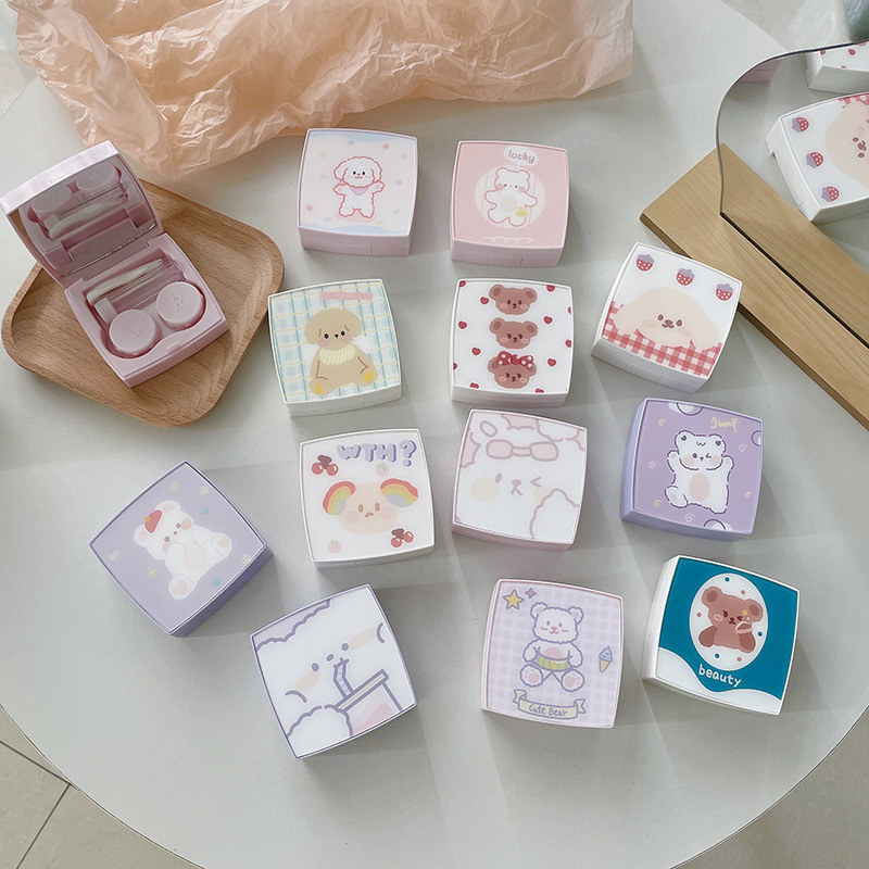 Korean-style Cute Girl Bear ins Cartoon Contact Lens Companion Box Portable Care Box