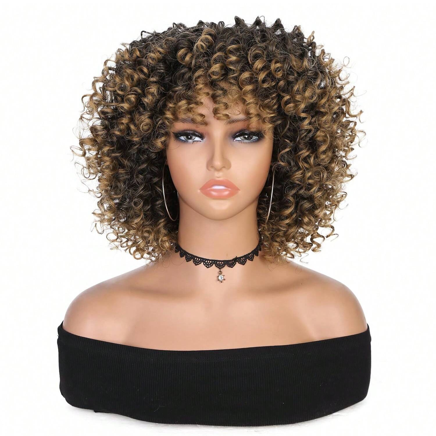 wigs for women African fashion explosive curly hair chemical fiber headpiece spring curl short curly hair spot_voghion.com