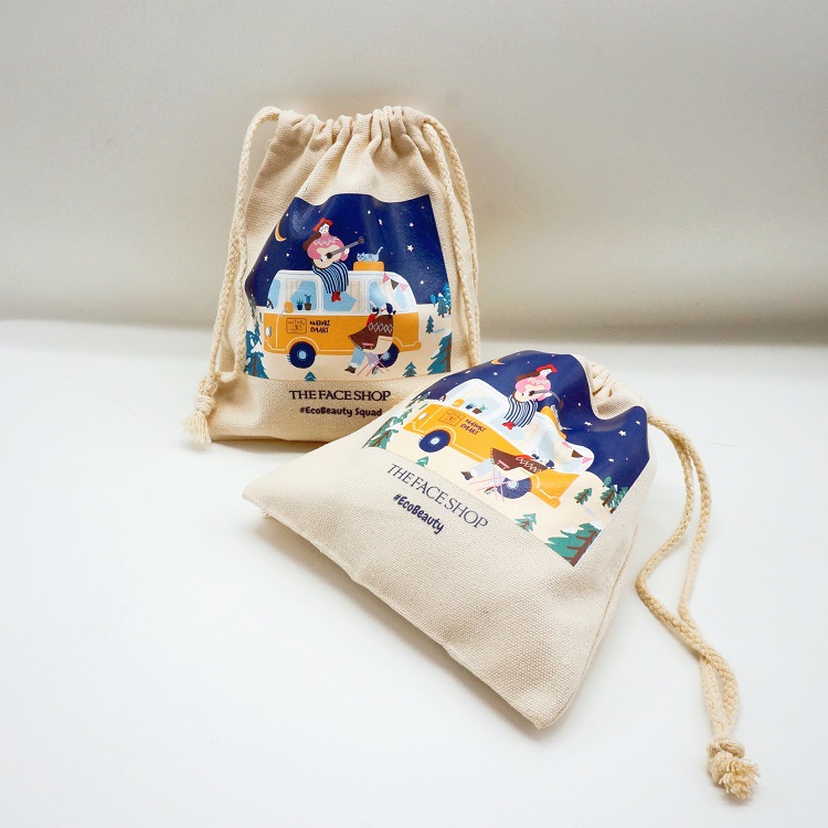 10oz帆布抽绳袋  双面彩印丝印烫画印米色帆布拉绳棉布束口袋