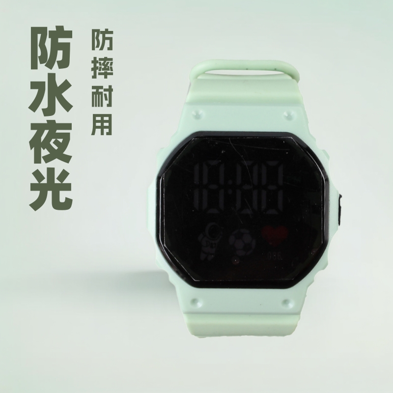 马卡龙防水计时学生儿童款夜光闹钟户外运动腕表LED电子腕表批发
