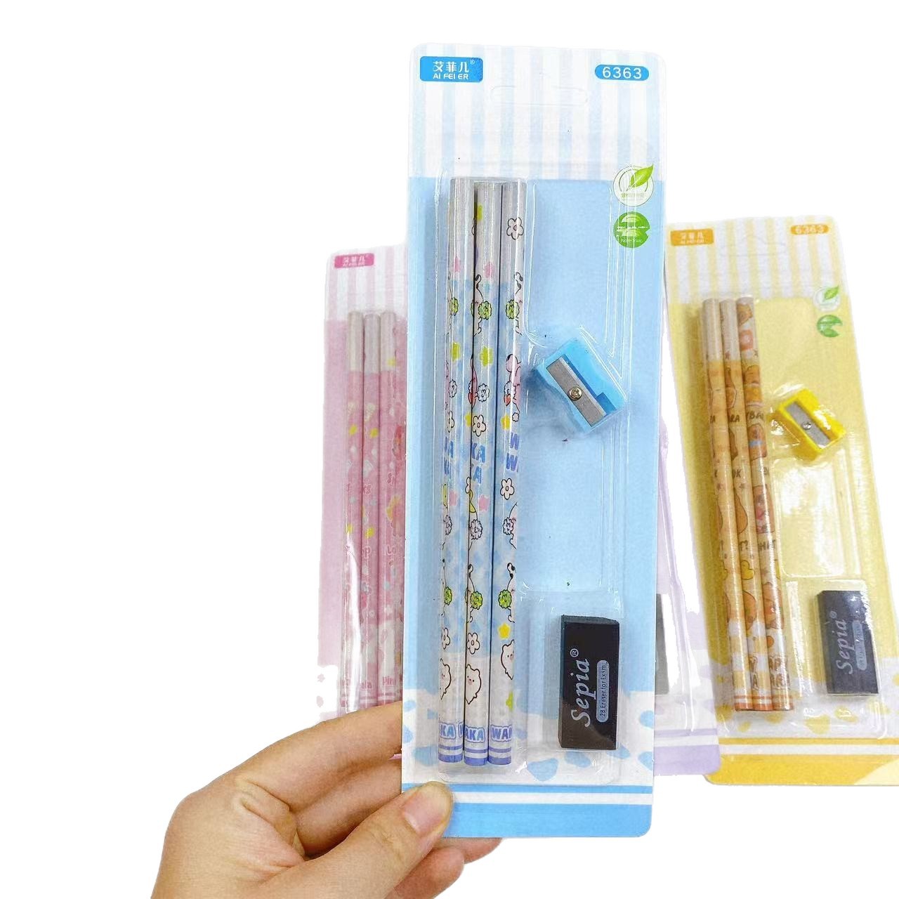 Kit de materiales escolares HB Pencil 6 paquetes de papelería infantil al por mayor para escribir, dibujar y dibujar lápiz al por mayor