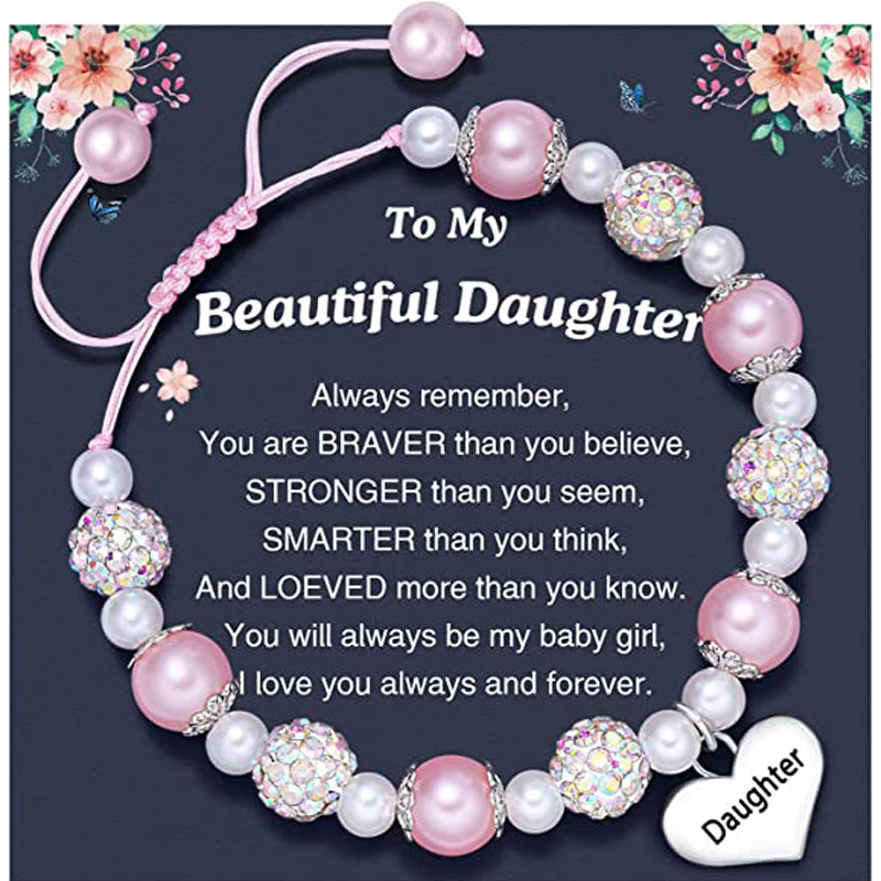 Shambala Bead Heart Bracelet with Diamond-Encrusted Pearl Stainless Steel Heart Laser Engraved Bracelet Pink Pearl Heart Bracelet Shambala Bead Heart Bracelet with Diamond-Encrusted Pearl Stainless Steel Heart Laser Engraved Bracelet Pink Pearl Heart Bracelet