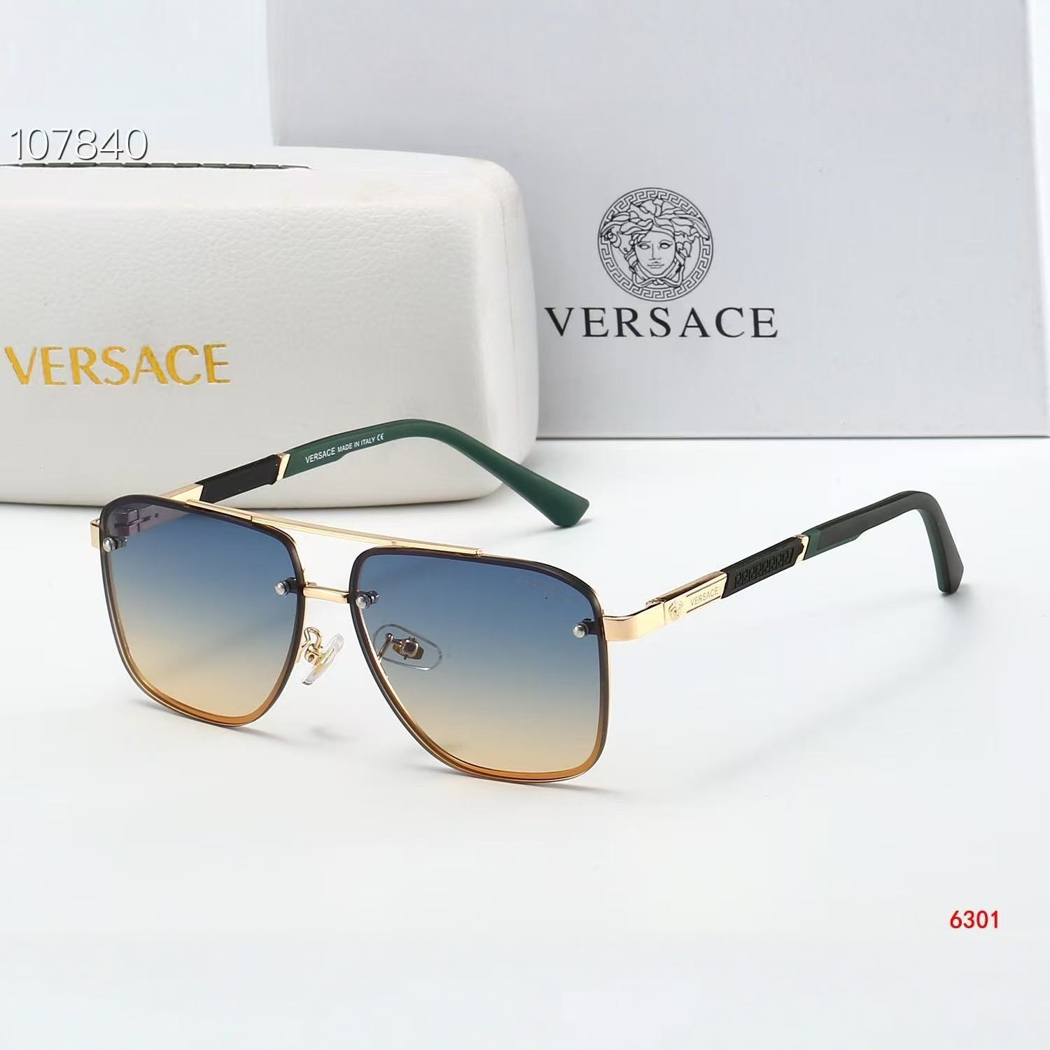 跨境新款复古方框太阳镜人头像欧美时尚无框墨镜 金属休闲遮阳镜