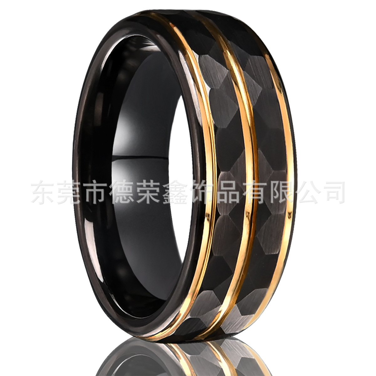 Popular Men's Tungsten Steel Ring, Two-Tone Brushed Design, Black Minimalist Style, in Stock, One-Piece Dropshipping, Trendy and Cool for Layering