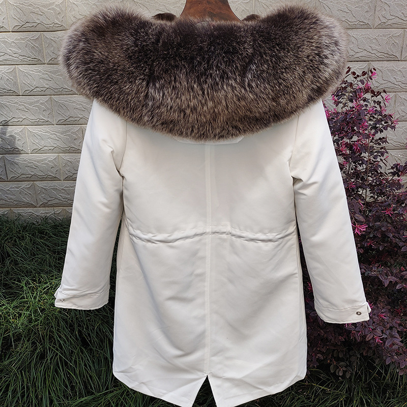 Sieviešu apģērbi Jauns ziemas Sieviešu Parka Vidēja Garuma Noņemams Laineris Lapsas kažokādas apkakles kažoks_voghion.com