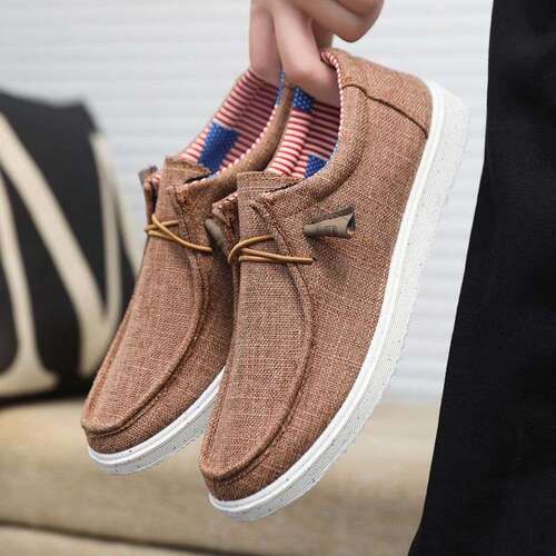 Breathable Canvas Spring Men's Shoes Summer Slip-on New Casual Lightweight Shoes, Versatile Leisure Shoes, Driving Shoes