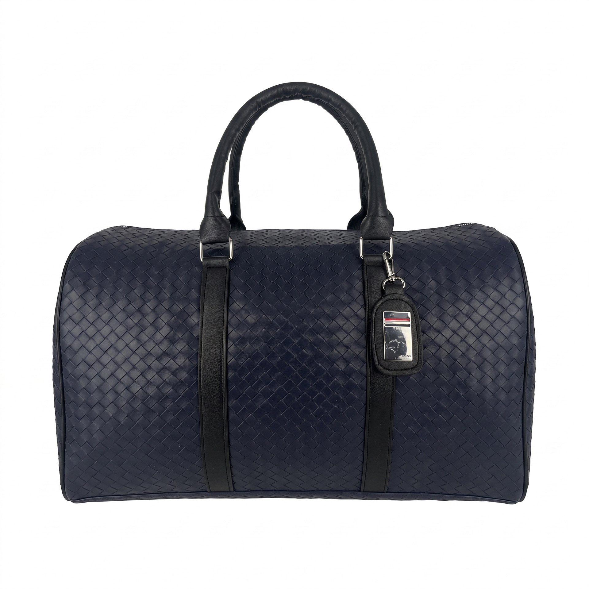 Blue woven travel bag