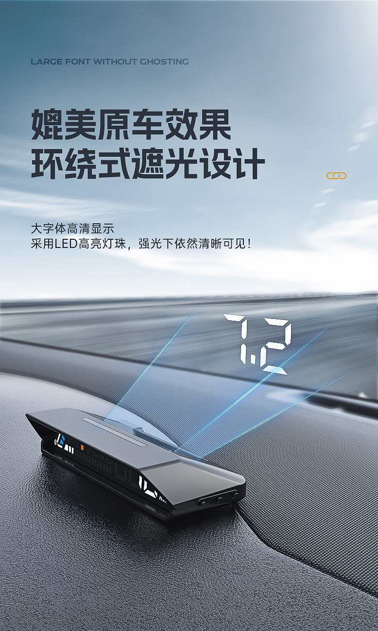 Hud Head-Up Display Obd Multi-Function Car Instrument Oil Temperature Transmission Oil Temperature Monitoring Dual Display S100