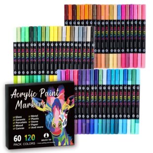 Acrylic Marker Soft Tip Student Opaque Stackable Color Pen Watercolor Pen Kidsren's Paint Pen Water-Based 120 Colors