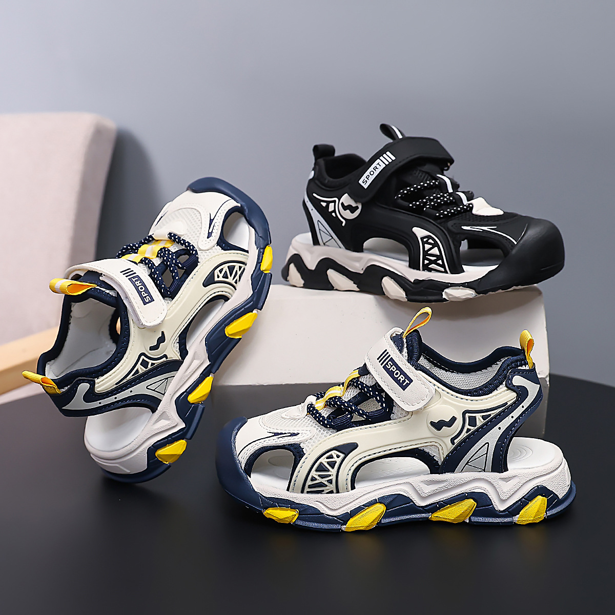 Zapatos casuales de moda para niños versátiles 2026 verano nuevos zapatos de playa transpirables de malla para niños sandalias deportivas de suela suave image 5
