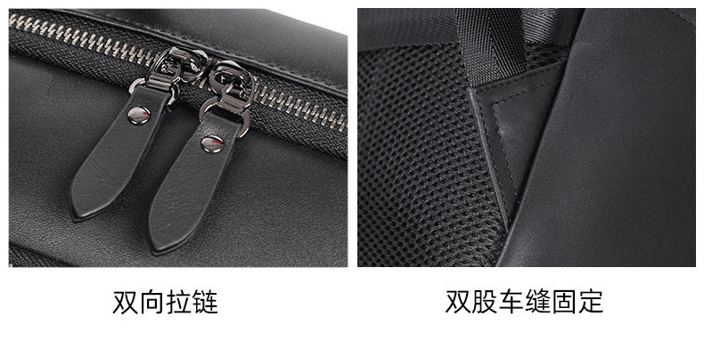 Ba lô nam da thật dệt tay thủ công, ba lô du lịch công sở dung tích lớn, ngăn máy tính 15,6 inch — Màu đen chi tiết 7