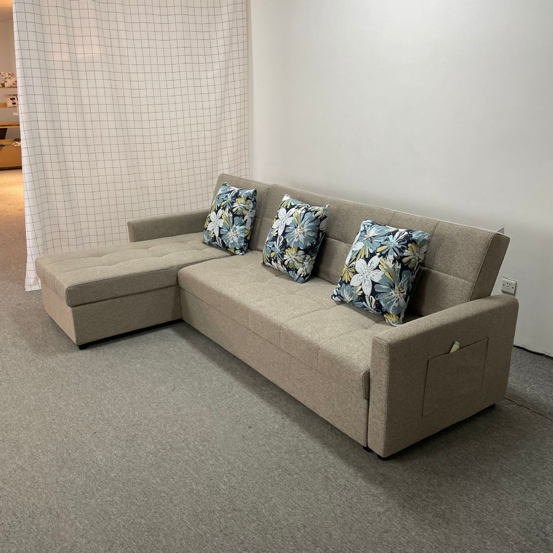 Sofá cama de tela de doble propósito esquina plegable de sala de estar multifunción económica desmontación y lavado almacenamiento tecnología sofá cama de tela image 3