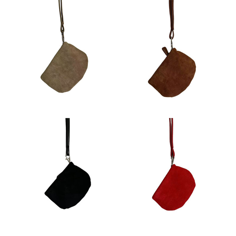 South Korea Ins Fashion Suede Coin Purse Women's 2024 Early Autumn New Casual Mini Suede Shoulder Hanging Neck Bag