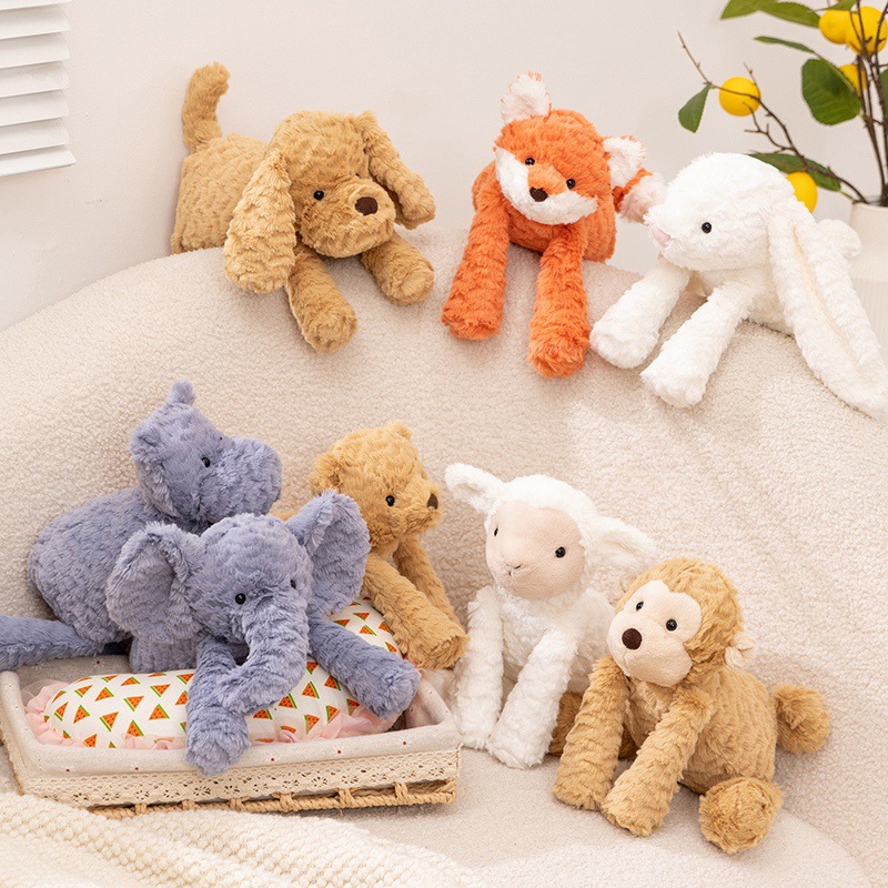 Cross-Border Soft Cute Series Wavy Fur Sitting Small Animal Series Doll Cartoon Elephant Children's Comfort Plush Toy