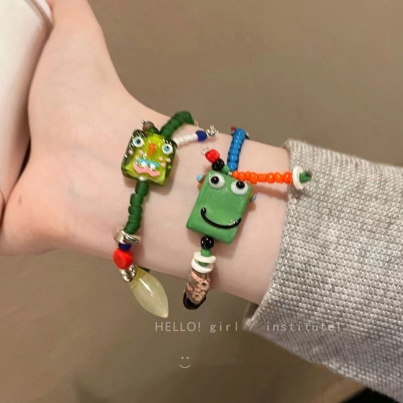 Summer Cute Cartoon Robot Color Beaded Bracelet 2025 New Design Niche Easiest for Match Casual Bracelet