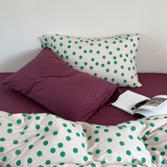 A類全棉針織棉四件套 純棉天竺棉床品 ins風波點被套