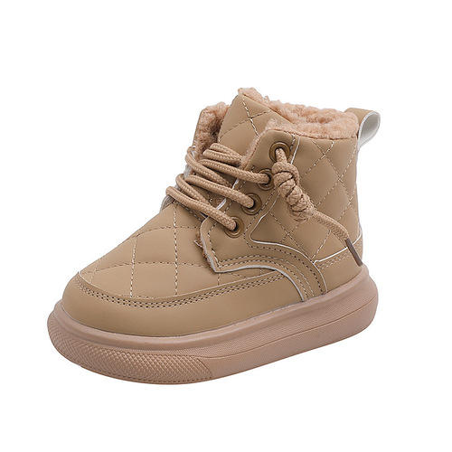 Men's and women's casual cotton shoes  autumn and winter children's British style Martin boots lambswool children's short boots trendy