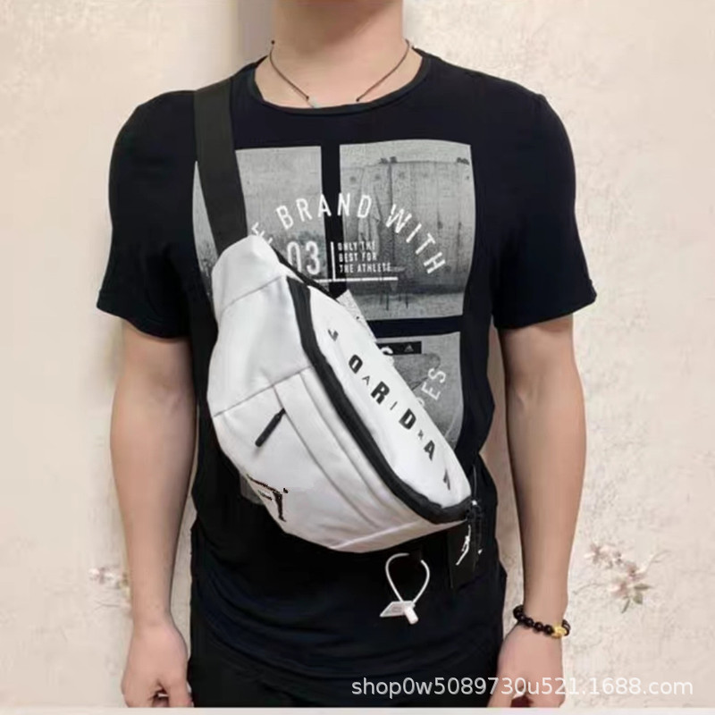 Cross-Border Trendy Brand Canvas Sports Waist Bag Shoulder Crossbody Bag Men's Travel Shoulder Bag Mobile Phone Bag Women's Chest Bag Fitness Bag