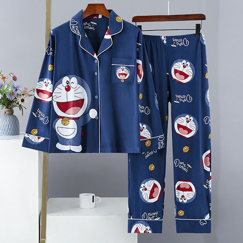 Spring and Autumn Men's Pajamas Long Sleeve Plus Size 100kg Teen Boys Cartoon Homewear Set Students