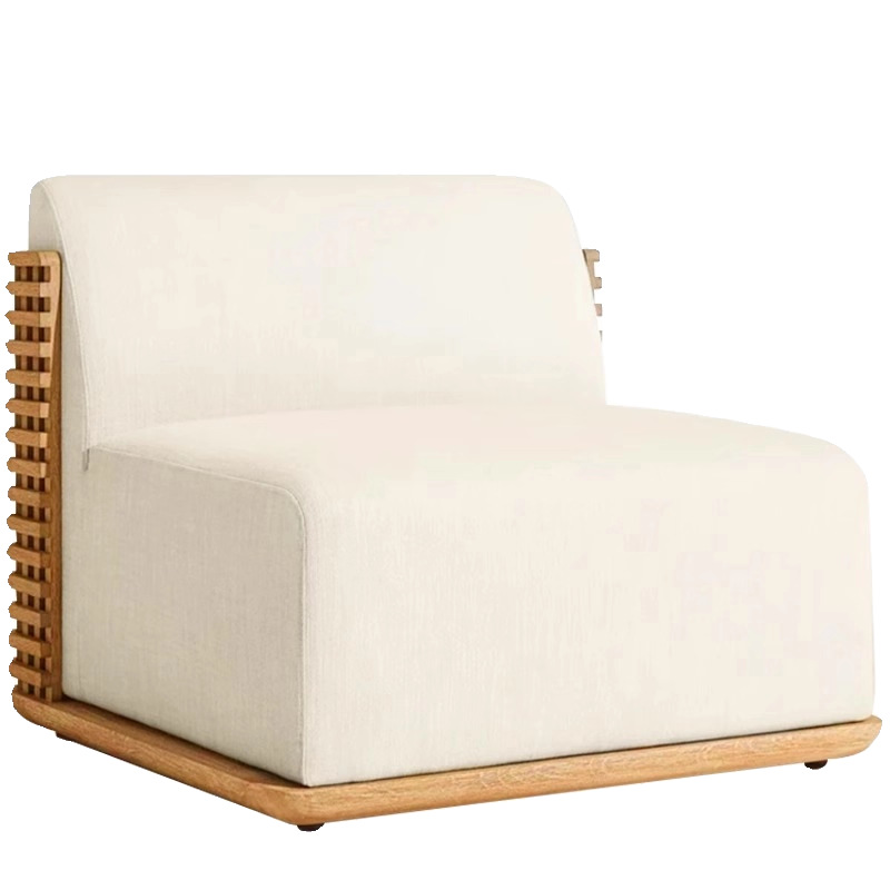 Sofá de teca de alta gama al aire libre villa patio silla de madera sólida al aire libre hotel al aire libre combinación de muebles impermeables