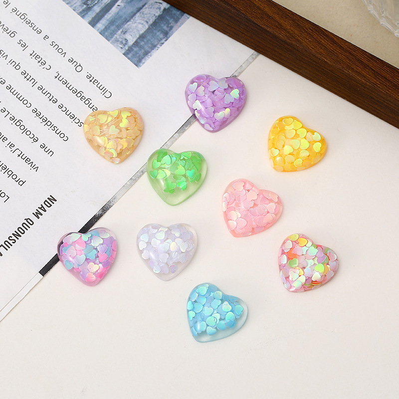 Creative small fresh love resin patch diy jewelry material transparent sequins love hairpin head rope accessories Creative small fresh love resin patch diy jewelry material transparent sequins love hairpin head rope accessories