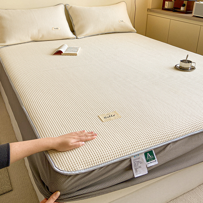 Cat Man Waffle Ge Silla de cama de seda de hielo Sombrilla de cama fresca de verano de una sola pieza Funda protectora de colchón nueva 2023