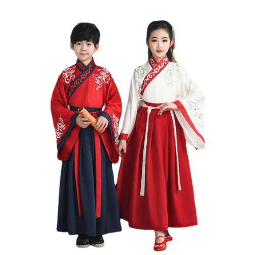 Children's traditional Hanfu and Guoxue attire: Girls' and boys' Guoxue outfits for the opening ceremony—perfect for performing the 