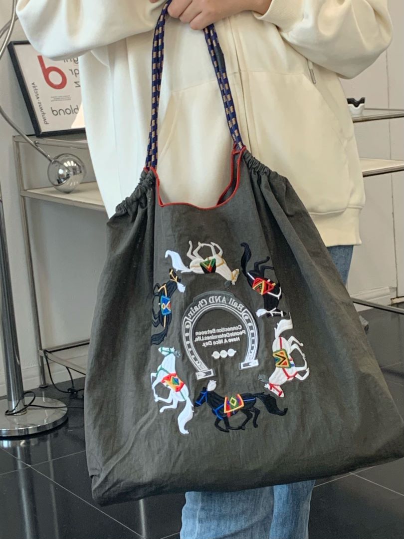 Nuevas mujeres bordadas de compras bolso lona gran capacidad nylon crossbody hombro portátil plegable