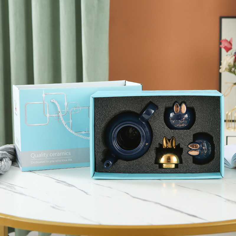 Lindo flor tetera traje de mano de cerámica regalo se puede utilizar como logotipo una olla cuatro tazas tarde juego de té regalo