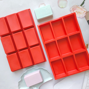 9-connected Rectangular Soap 711 Silicone Mold DIY Cake Plate Mold, Biscuit Chocolate Bread Baking Mold