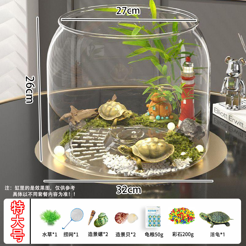 Send a breeding gift package + 1 turtle / Panoramic round turtle tank large