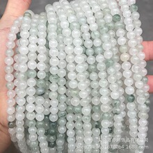 天山翠玉散珠冰翠玉圆珠竹节半成品高冰玉石串珠dly手链饰品配件