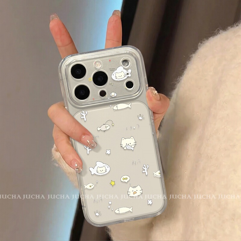 Suitable for Iphone17 Mobile Phone Case, Transparent and Creative, Apple 16Promax Design, 15 New Models, Kittens and Fish