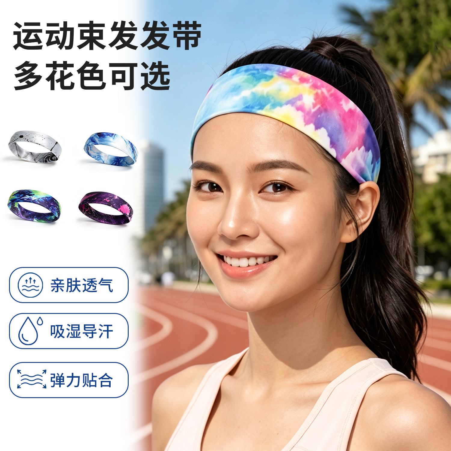 Cross-border sports headband for running, daily wear, yoga, and fitness, suitable for both men and women, elastic and sweat-absorbent, for badminton and other sports