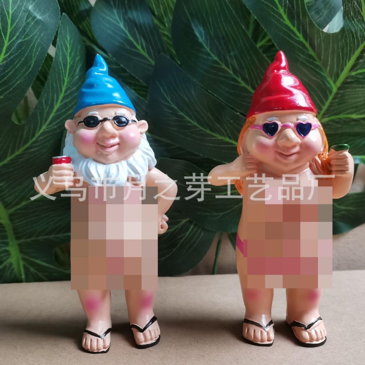 국경 간 정원 장난 꾸러기 난쟁이 벌거 벗은 난쟁이 동상 재미 정원 장식 수지 장식품