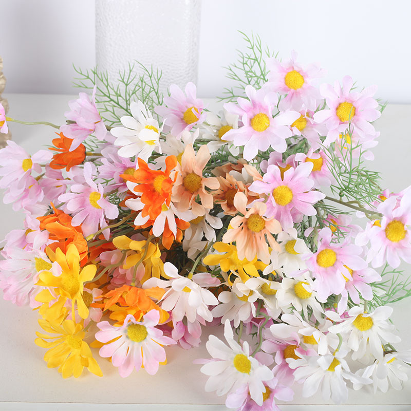 恒蔓小雏菊仿真花批发婚礼假花装饰花人造花插花塑料花拍照小道具