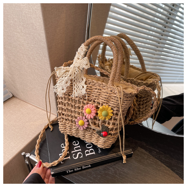 Women's Small Spring&Summer Straw Flower Vacation Beach Weave String Straw Bag display picture 30