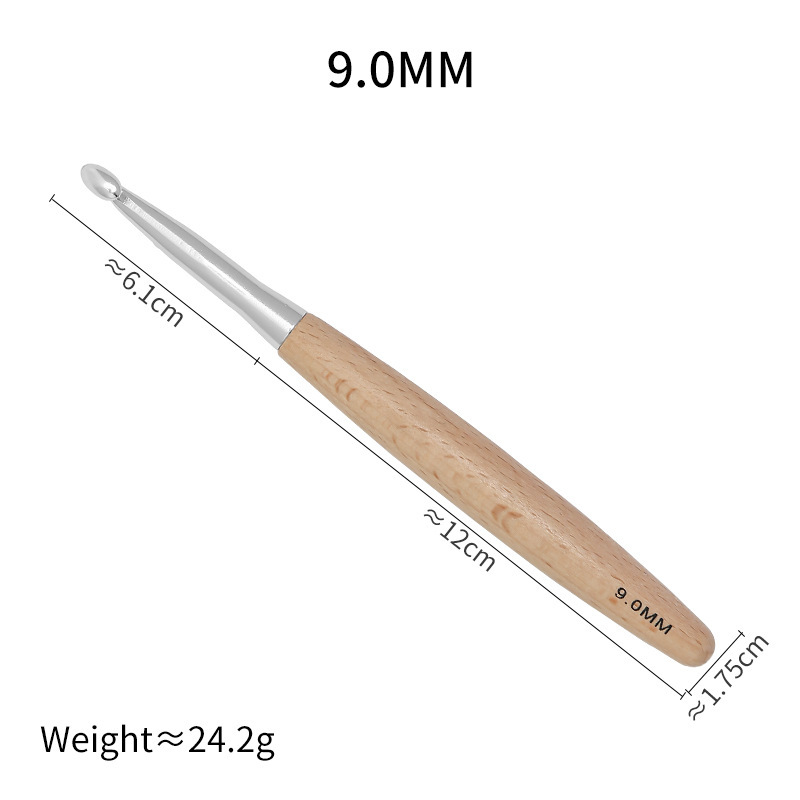 Nuevo suéter de ganchillo con mango de madera transfronterizo, gancho tejido, herramienta de tejido de bricolaje hecha a mano, ganchillo de lana sólida de un solo cabezal