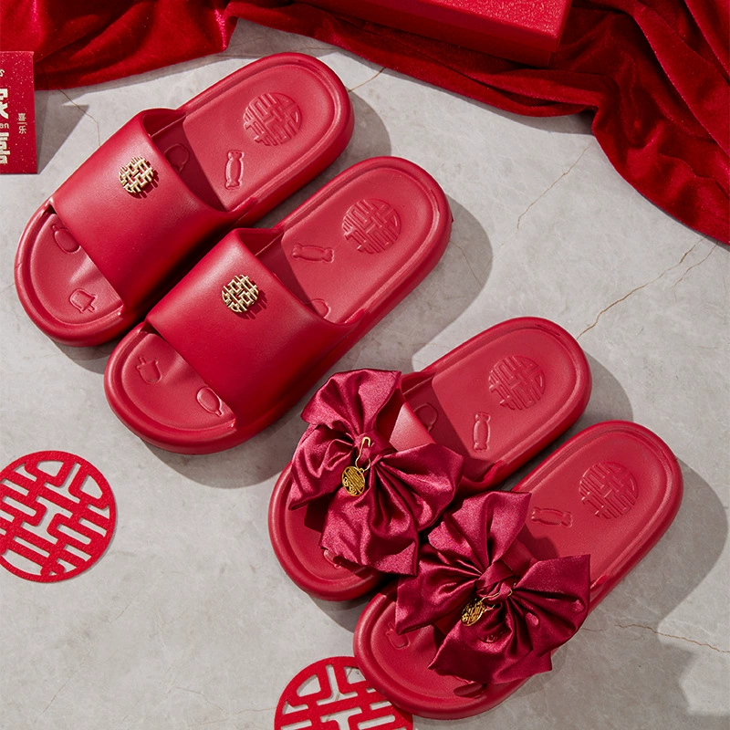 Свадебные тапочки Праздничная красная пара 2024 Новое свадебное утреннее платье для свадьбы пара легкие роскошные свадебные тапочки